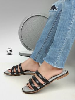 ELLE - Black Square Toe Party Wear Flats