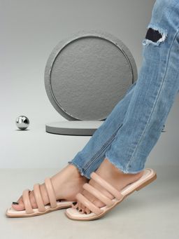 ELLE - Peach Square Toe Party Wear Flats