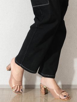 ELLE - Rose Gold Square Toe Party Wear Heels