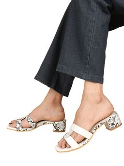 ELLE - White Square Toe Party Wear Heels