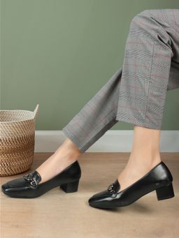 ELLE - Black Square Toe Party Wear Pumps