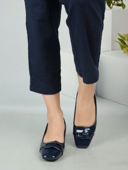 ELLE - Navy Blue Square Toe Party Wear Pumps