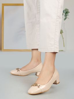 ELLE - Cream Square Toe Party Wear Pumps