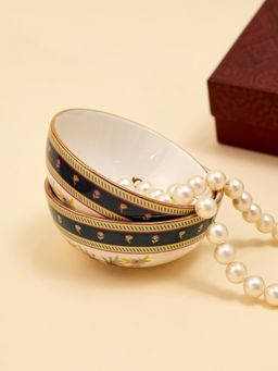 Ritu Kumar - Fantasia Navy Blue 24K Gold Pleated 2 Veg Bowl Set