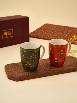 Ritu Kumar - Banki Multicolor 24K Gold Pleated 2 Mugs Set