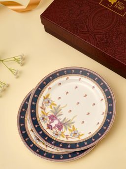 Ritu Kumar - Fantasia Navy Blue 24K Gold Pleated 2 Side Plate Set