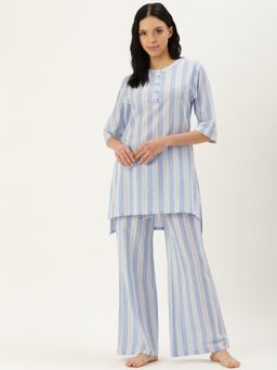 Clt.s - Striped Blue Kurta & Palazzo (Set of 2)