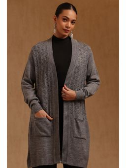 Soch - Womens Grey Acrylic Crochet Winter Shrug