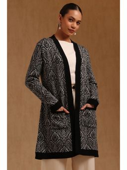 Soch - Womens Black Acrylic Ethnic Motifs Winter Shrug