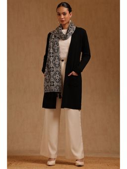 Soch - Womens Black Acrylic Knitted Winter Shrug with Muffler