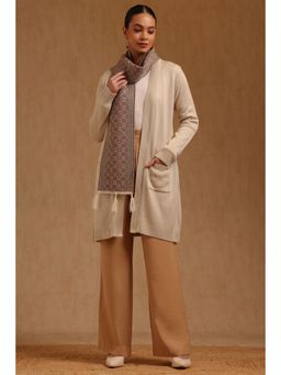 Soch - Womens Beige Acrylic Solid Winter Shrug with Muffler