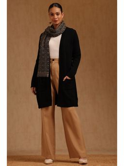 Soch - Womens Black Acrylic Solid Winter Shrug with Muffler