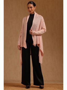 Soch - Womens Peach Acrylic Crochet Winter Shrug