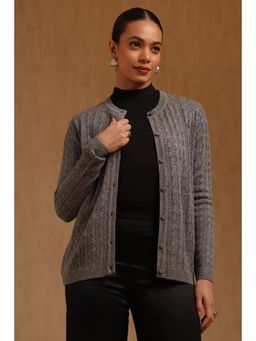 Soch - Womens Grey Acrylic Crochet Cardigan