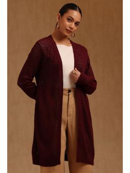 Soch - Womens Maroon Acrylic Crochet Shrug