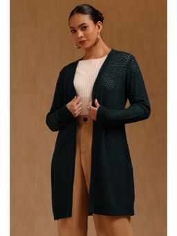 Soch - Womens Teal Acrylic Crochet Winter Shrug