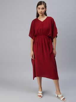 SHOWOFF - Women Solid Maroon Empire Dress