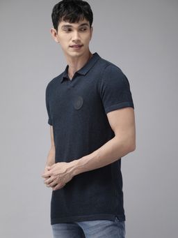 The Bear House - Ardor Edition Men Blue Slim Fit Flat Knit Polo