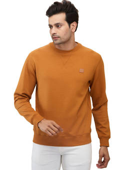 ColorPlus - Regular Fit Solid Medium Orange Sweatshirt