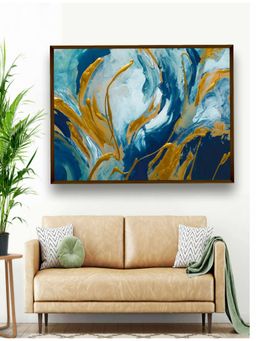 The Art House - Blue Golden Abstract Painting Wall Art