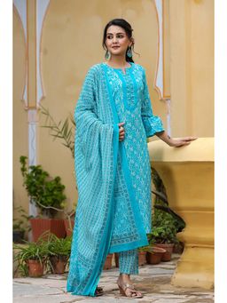 Vaamsi - Cotton Printed Kurta Palazzo Dupatta (Set of 3)