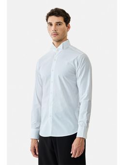 Snitch - White Solid Full Sleeves Slim Formal Luxe Shirt for Men
