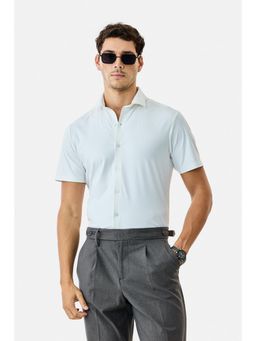 Snitch - White Solid Half Sleeves Slim Semi Formal Shirt for Men