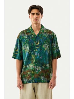 Snitch - Green Abstract Half Sleeves Boxy Resort/Vacation Shirt for Men