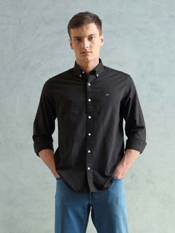 Arrow Sports - Men Smart Slim Fit Solid Black Shirt