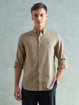 Arrow Sports - Men Smart Slim Fit Solid Brown Shirt