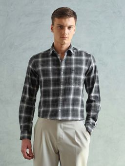 Arrow Sports - Men Smart Slim Fit Checked Black Shirt