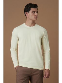 Allen Solly - Men Beige Solid Crew Neck T-shirt