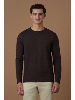 Allen Solly - Men Brown Textured Crew Neck T-shirt