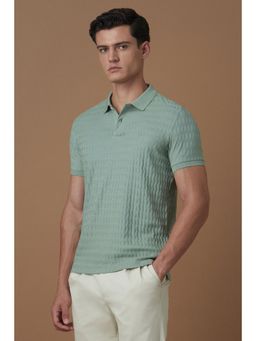Allen Solly - Men Green Textured Polo T-shirt