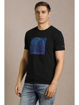 Louis Philippe - Men Black Printed Crew Neck T-shirt