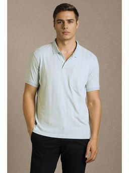 Louis Philippe - Men Light Blue Floral Printed Polo T-shirt