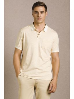 Louis Philippe - Men Beige Printed Polo T-shirt