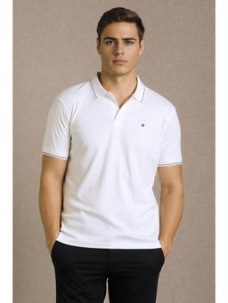 Louis Philippe - Men White Solid Polo T-shirt