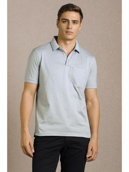 Louis Philippe - Men Grey Textured Polo T-shirt