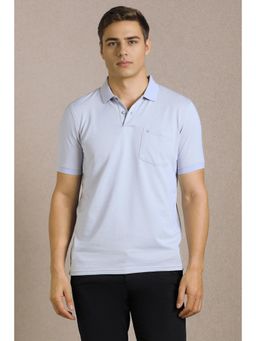 Louis Philippe - Men Light Blue Textured Polo T-shirt