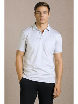 Louis Philippe - Men Grey Textured Polo T-shirt
