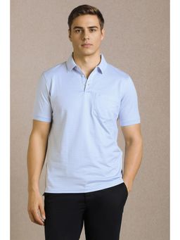 Louis Philippe - Men Light Blue Textured Polo T-shirt