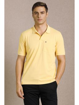 Louis Philippe - Men Yellow Textured Polo T-shirt