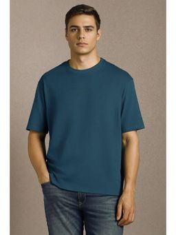 Louis Philippe - Men Blue Solid Crew Neck T-shirt