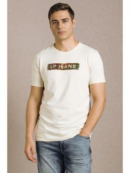 Louis Philippe - Men Beige Crew Neck T-shirt