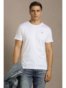 Louis Philippe - Men White Solid Crew Neck T-shirt