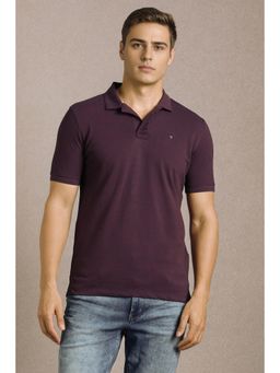 Louis Philippe - Men Purple Solid Polo T-shirt