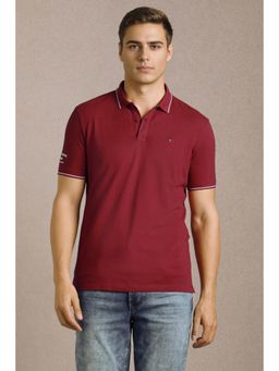 Louis Philippe - Men Maroon Solid Polo T-shirt