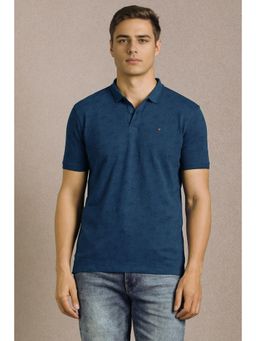 Louis Philippe - Men Navy Blue Floral Printed Polo T-shirt