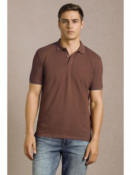 Louis Philippe - Men Brown Solid Polo T-shirt